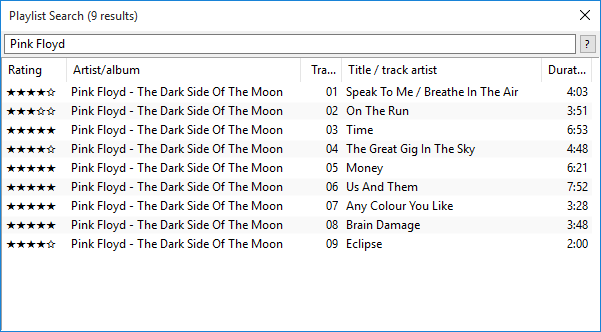 Foobar with enabled rating